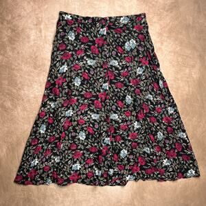 Vintage 90s Floral Button Up Maxi Skirt Multicolor Whimsigoth Fairy Peasant Goth